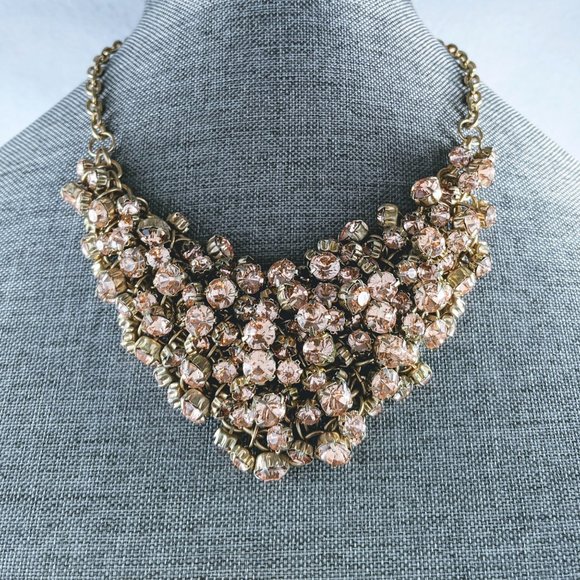 Jewelry - Peach Crystal Bib Statement Necklace